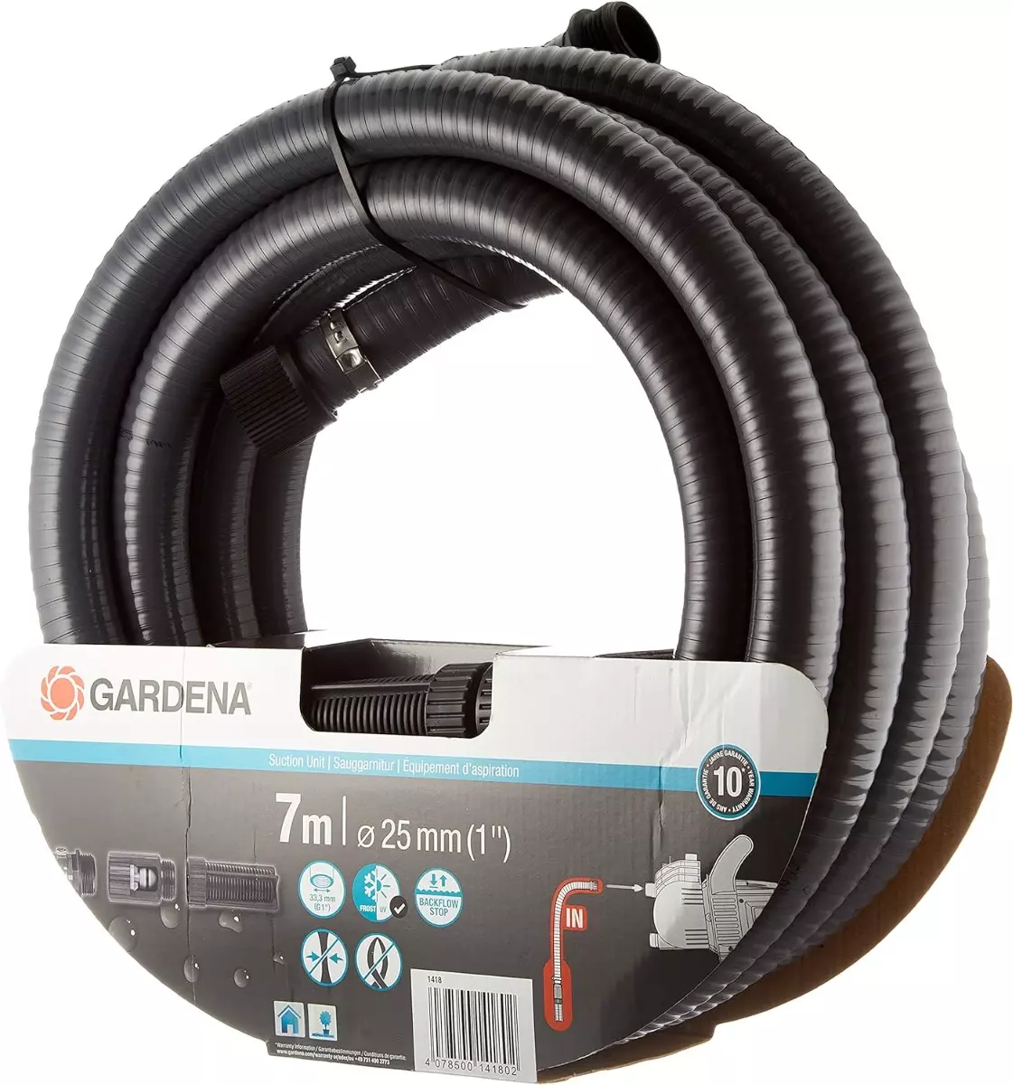 Equipement d’aspiration - 7 m - GARDENA - avec filtre d'aspiration et clapet anti-retour - 1418-20