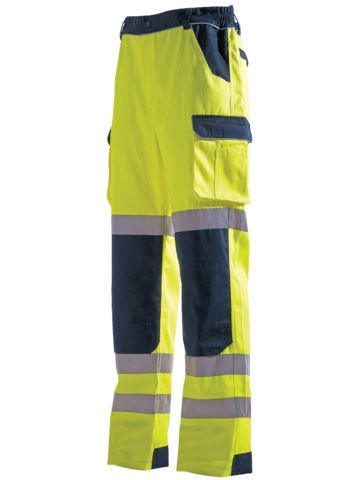 Pantalon haute visibilité jaune/bleu SINGER - coton.60/poly.40% - 280gr/m² - Taille M (40) - PILA02           